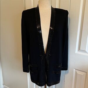 St. John Evening Vintage Black Women's Embellished Knit Jacket Size 4
